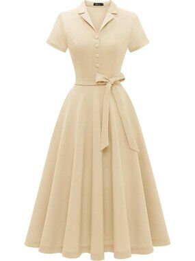 Wedtrend Women's Short Sleeve Cocktail Party Dress Work Church Dress -Champagne
